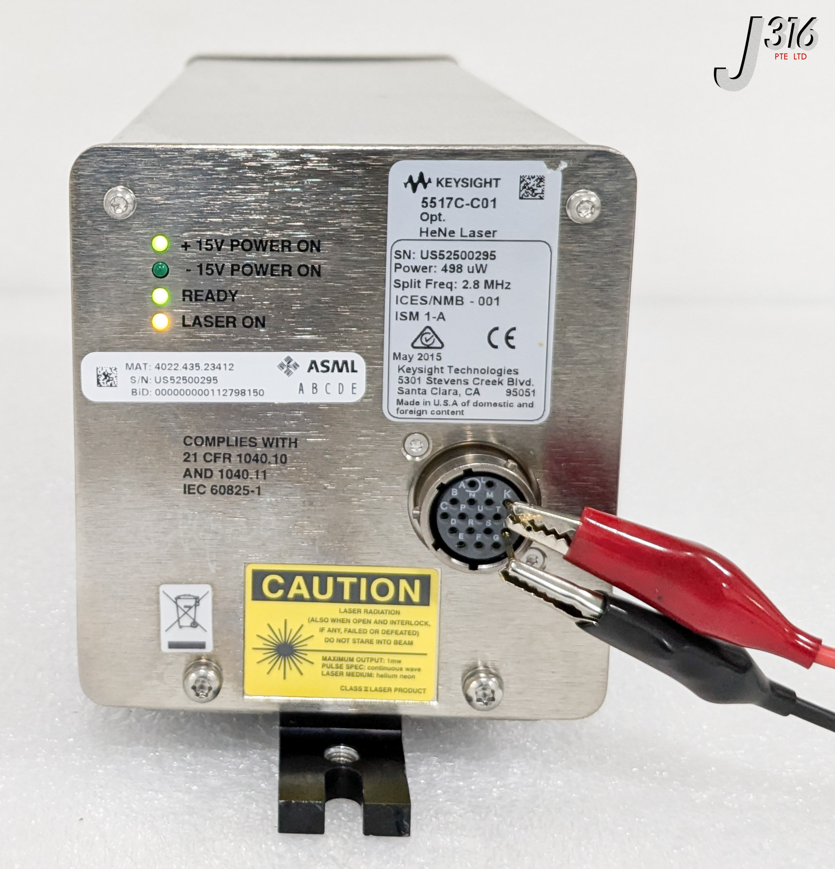 PP-「P」 37212 KEYSIGHT LASER HEAD, HeNe, POWER: 498uW, FREQ: 2.8MHz 5517C